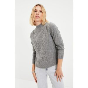 Trendyol Gray Stand Up Collar Knitwear Sweater