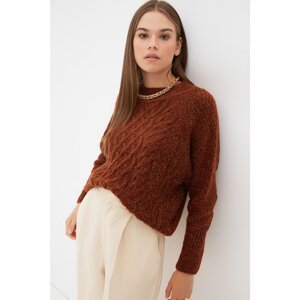 Trendyol Brown Silvery Knitted Detailed Knitwear Sweater
