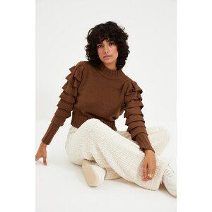 Trendyol Brown Frill Detailed Knitwear Sweater