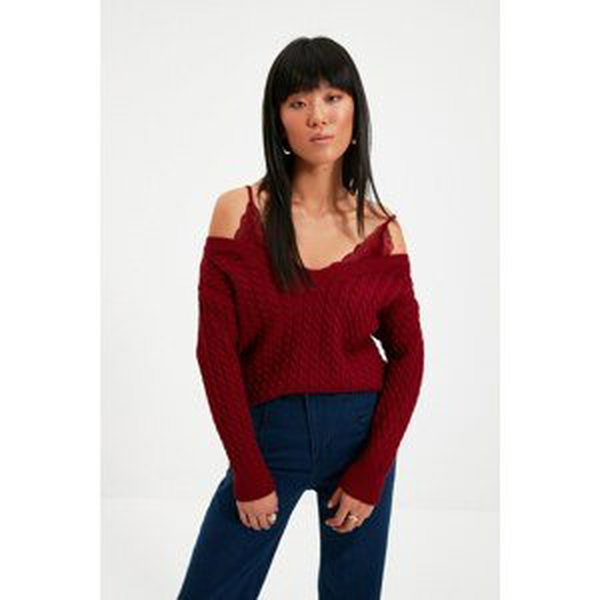 Trendyol Claret Red Garnish Knitwear Sweater
