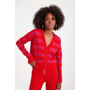 Trendyol Red Striped Knitwear Cardigan