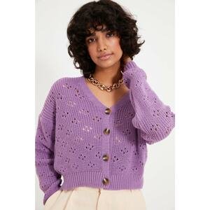 Trendyol Lilac Openwork Knitwear Cardigan