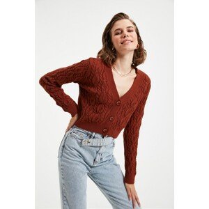 Trendyol Brown Knitted Detailed Crop Knitwear Cardigan