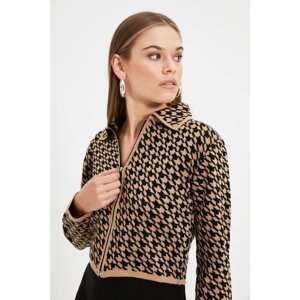 Trendyol Camel Collar Detailed Crop Knitwear Cardigan