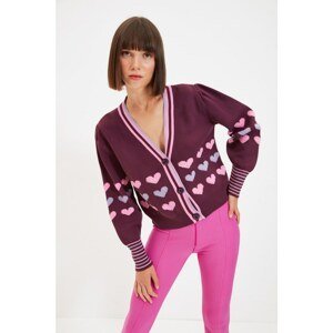 Trendyol Plum Jacquard Knitwear Cardigan
