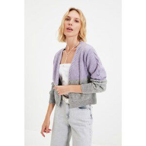 Trendyol Lilac Color Block Knitwear Cardigan