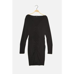 Trendyol Black Waist Detailed Mini Knitted Dress