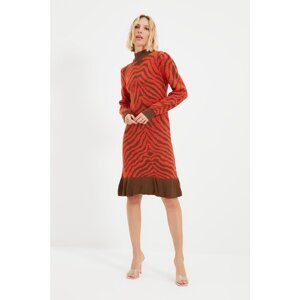 Trendyol Brown Frilly Knitwear Dress