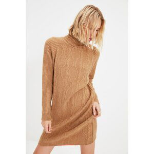 Trendyol Camel Knitted Detailed Knitwear Dress