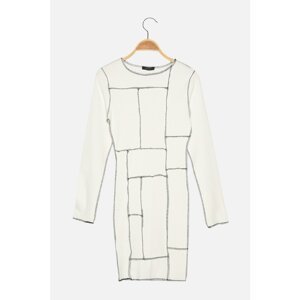 Trendyol White Stitching Detailed Knitted Dress