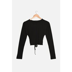 Trendyol Black Low Back Ribbed Knitted Blouse
