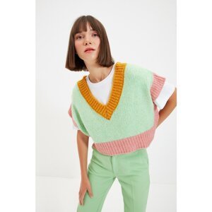 Trendyol Light Green Color Block Knitwear Sweater