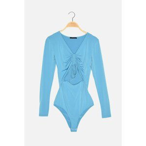 Trendyol Blue Cut Out Detailed Pleated Knitted Body