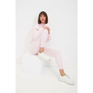 Trendyol Pink Jacquard Stand Up Collar Knitwear Bottom-Top Suit