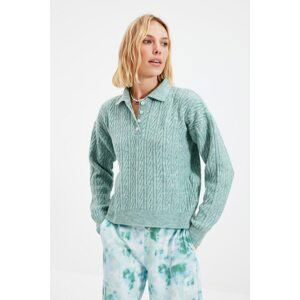 Trendyol Mint Polo Collar Knitwear Sweater