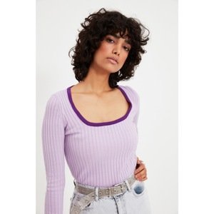 Trendyol Lilac Square Collar Knitwear Sweater