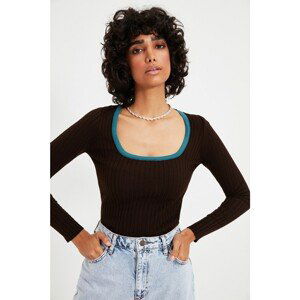 Trendyol Brown Square Collar Knitwear Sweater