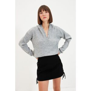 Trendyol Gray Hooded Knitwear Sweater