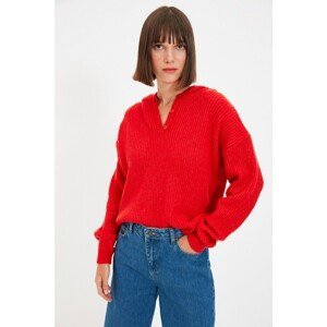 Trendyol Red Hooded Knitwear Sweater