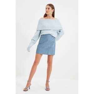 Trendyol Light Blue Carmen Collar Knitwear Sweater