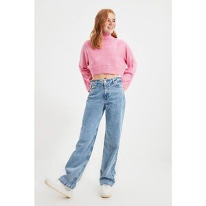 Trendyol Pink Turtleneck Crop Knitwear Sweater