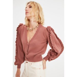 Trendyol Dried Rose Sleeves Frilly Knitwear Cardigan