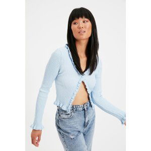 Trendyol Blue Frilly Knitwear Cardigan