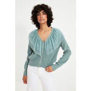 Trendyol Mint Tulle Detailed Knitwear Cardigan