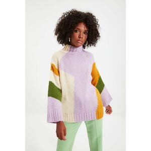 Trendyol Lilac Color Block Knitwear Pullover Sweater