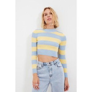 Trendyol Light Blue Striped Knitwear Sweater