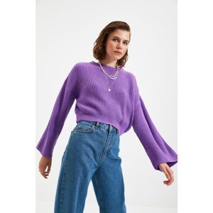 Trendyol Purple Crop and Spanish Sleeve Knitwear Sweater