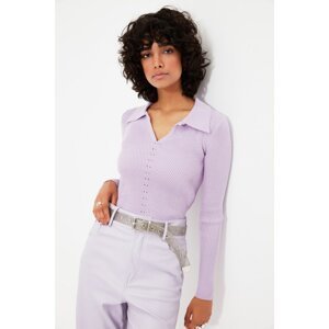 Trendyol Lilac Polo Collar Detailed Knitwear Sweater