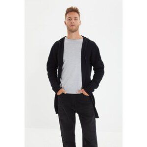 Trendyol Navy Blue Men Regular Hooded Loose Knitwear Cardigan