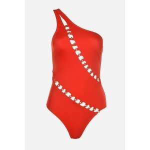 Trendyol Red Metal Accessory Detailed One Shoulder Swimsuit