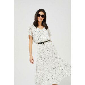 Pleated ecru dress with polka dots