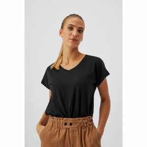 V-neck cotton blouse - black