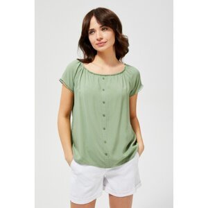 Shirt blouse with decorative sleeves - olive green