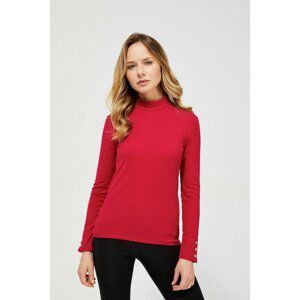 Ribbed turtleneck blouse - fuchsia