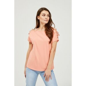 Blouse with decorative sleeves - coral