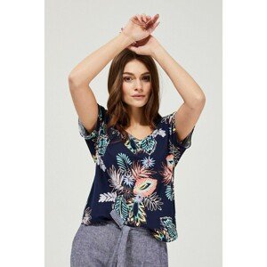 Viscose blouse with a print - navy blue