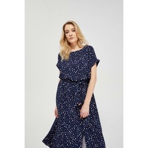 Viscose dress with polka dots - navy blue