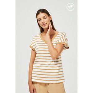 Organic Cotton Striped Blouse - Beige