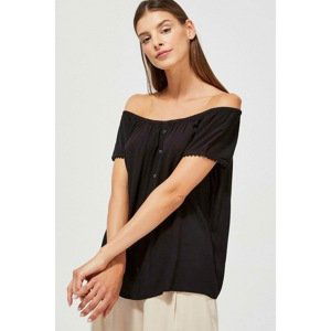 Viscose shirt with short sleeves - black