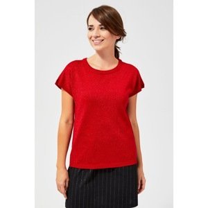 Sweater with a metallic thread - red