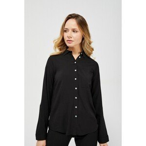 Plain shirt with a collar - black