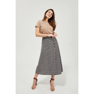 Patterned skirt with buttons - navy blue