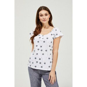 Cotton blouse with a print - white