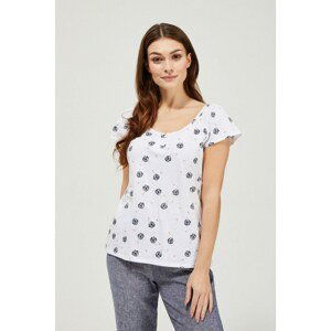 Cotton blouse with a print - white