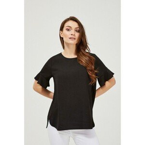 Shirt with a frill at the sleeve - black