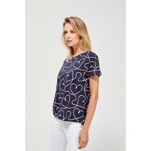 Cotton t-shirt with a print - navy blue